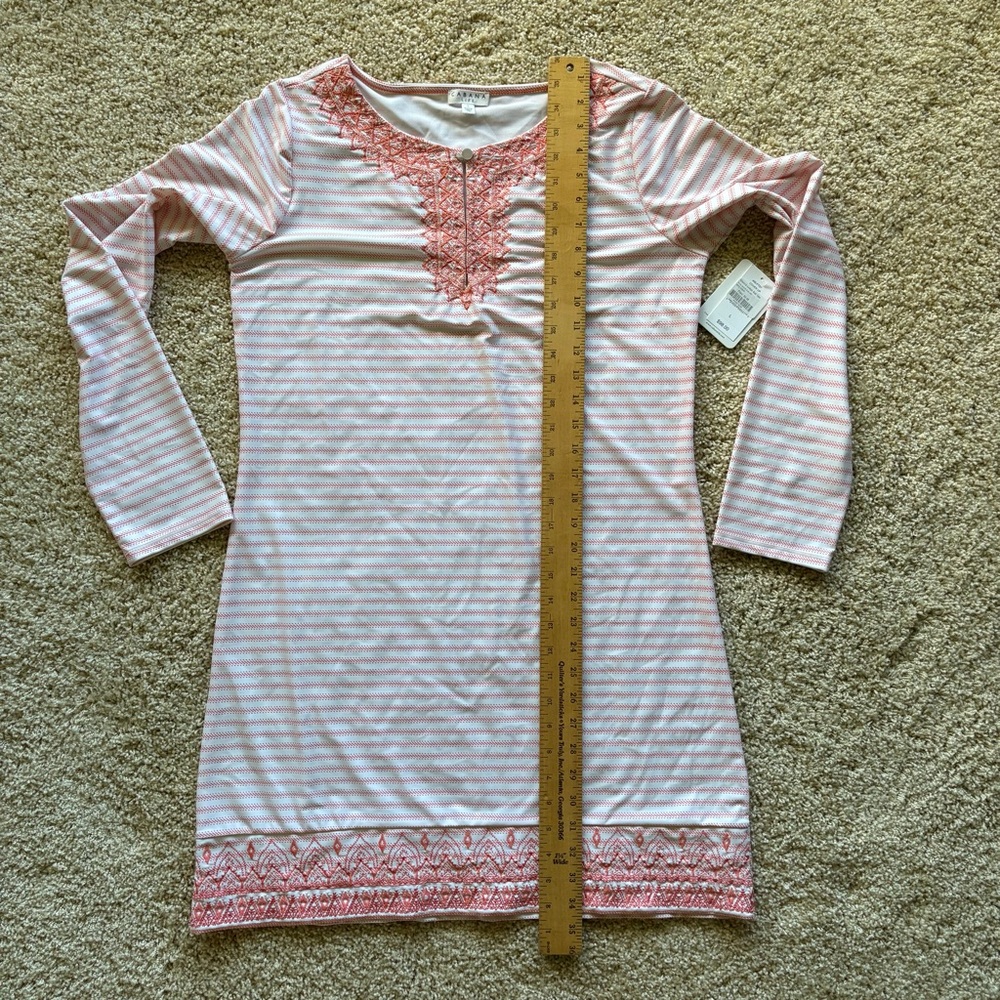 Cabana Life Coral Stripe Embroidered Cover Up Dress Size L NWT UPF Swim Tunic - Picture 6 of 8